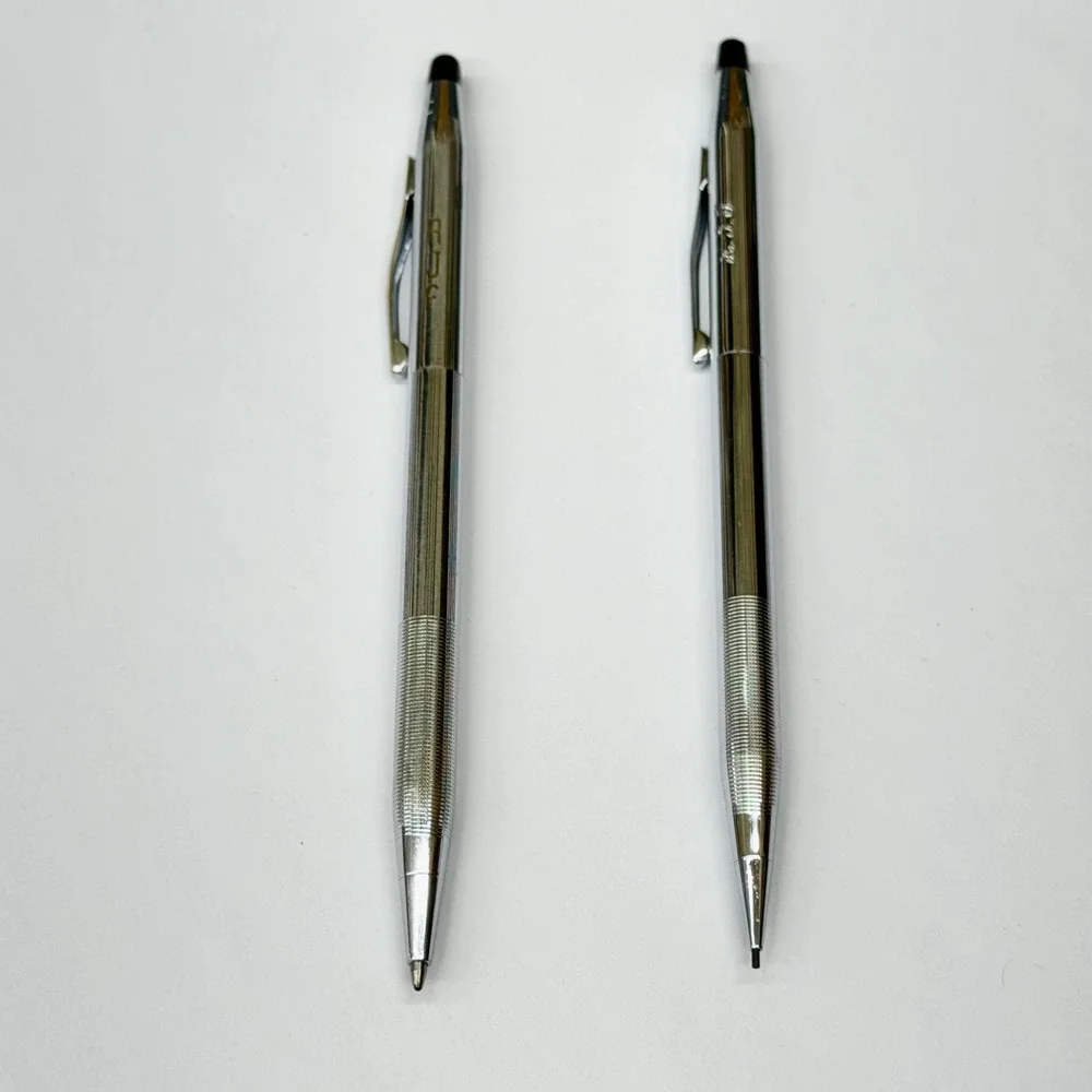 Vintage Cross Century Lustrous Chrome Ballpoint‎ Pen and Pencil Set RJF USA